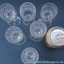 Load image into Gallery viewer, SET OF SIX EDINBURGH CRYSTAL (EDI8 Pattern) Small White Wine Glasses. SIGNED Height 4 5/8 inches
