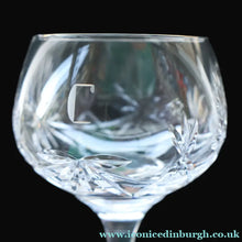 Load image into Gallery viewer, SET OF EIGHT Vintage Edinburgh Crystal HOCK Wine Glasses. STAR OF EDINBURGH: 6 1/4 inches. Engraved with letter "C"
