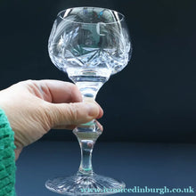 Load image into Gallery viewer, SET OF EIGHT Vintage Edinburgh Crystal HOCK Wine Glasses. STAR OF EDINBURGH: 6 1/4 inches. Engraved with letter "C"
