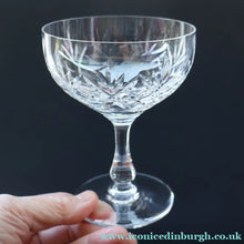 Load image into Gallery viewer, Vintage EDINBURGH CRYSTAL Champagne Coupes / Sorbet Dishes with Stylish &amp; Rarer LOCHIEL Pattern. 4 1/2 inches
