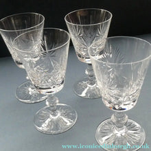 Load image into Gallery viewer, FOUR ONLY. Vintage Edinburgh Crystal Claret or Small Wine Glasses. STAR OF EDINBURGH Pattern. 5 1/8 inches
