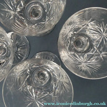 Load image into Gallery viewer, FOUR ONLY. Vintage Edinburgh Crystal Claret or Small Wine Glasses. STAR OF EDINBURGH Pattern. 5 1/8 inches
