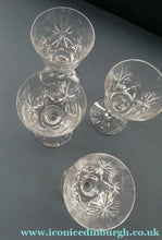 Load image into Gallery viewer, FOUR ONLY. Vintage Edinburgh Crystal Claret or Small Wine Glasses. STAR OF EDINBURGH Pattern. 5 1/8 inches

