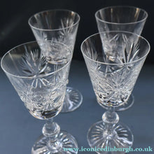 Load image into Gallery viewer, FOUR Edinburgh Crystal Wine Glasses. STAR OF EDINBURGH Pattern: 6 1/4 inches 
