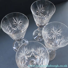 Load image into Gallery viewer, FOUR Edinburgh Crystal Wine Glasses. STAR OF EDINBURGH Pattern: 6 1/4 inches 
