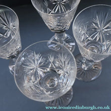 Load image into Gallery viewer, FOUR Edinburgh Crystal Wine Glasses. STAR OF EDINBURGH Pattern: 6 1/4 inches 
