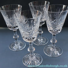 Load image into Gallery viewer, FOUR Edinburgh Crystal Wine Glasses. STAR OF EDINBURGH Pattern: 6 1/4 inches 
