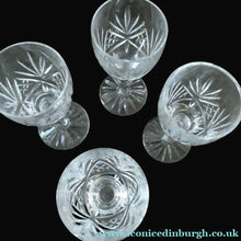 Load image into Gallery viewer, Edinburgh Crystal Set of FOUR Vintage STIRLING PATTERN Liqueur or Tasting Glasses
