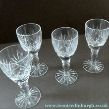Load image into Gallery viewer, Edinburgh Crystal Set of FOUR Vintage STIRLING PATTERN Liqueur or Tasting Glasses
