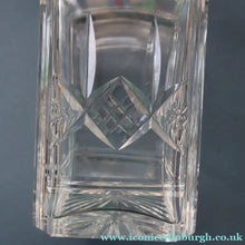 Load image into Gallery viewer, Heavy Square Cut EDINBURGH CRYSTAL Decanter with Criss-Cross Pattern All Around. 9 1/2 inches
