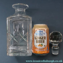 Load image into Gallery viewer, Heavy Square Cut EDINBURGH CRYSTAL Decanter with Criss-Cross Pattern All Around. 9 1/2 inches
