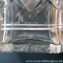 Load image into Gallery viewer, Heavy Square Cut EDINBURGH CRYSTAL Decanter with Criss-Cross Pattern All Around. 9 1/2 inches
