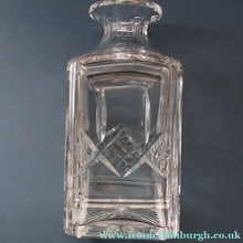 Load image into Gallery viewer, Heavy Square Cut EDINBURGH CRYSTAL Decanter with Criss-Cross Pattern All Around. 9 1/2 inches
