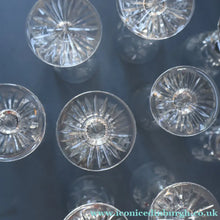 Load image into Gallery viewer, EDINBURGH CRYSTAL. Set of NINE Matching Sherry Glasses. STAR OF EDINBURGHPattern. 4 1/2 inches
