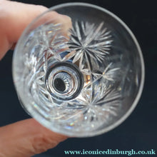 Load image into Gallery viewer, EDINBURGH CRYSTAL. Set of NINE Matching Sherry Glasses. STAR OF EDINBURGHPattern. 4 1/2 inches
