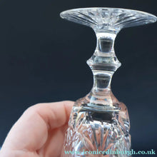 Load image into Gallery viewer, EDINBURGH CRYSTAL. Set of NINE Matching Sherry Glasses. STAR OF EDINBURGHPattern. 4 1/2 inches
