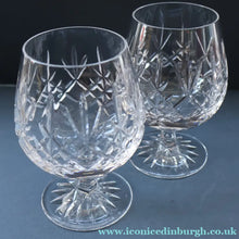 Load image into Gallery viewer, EDINBURGH CRYSTAL. PAIR of Large Brandy Glasses. Lomond Pattern. 5 inches

