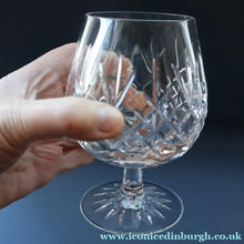 Load image into Gallery viewer, EDINBURGH CRYSTAL. PAIR of Large Brandy Glasses. Lomond Pattern. 5 inches
