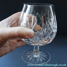 Load image into Gallery viewer, EDINBURGH CRYSTAL. PAIR of Large Brandy Glasses. Lomond Pattern. 5 inches
