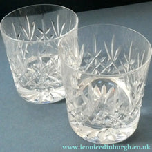 Load image into Gallery viewer, PAIR of Edinburgh Crystal Large Old Fashioned Whisky Tumblers. LOMOND PATTERN 3 1/4 inches
