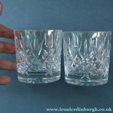 Load image into Gallery viewer, PAIR of Edinburgh Crystal Large Old Fashioned Whisky Tumblers. LOMOND PATTERN 3 1/4 inches
