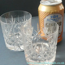 Load image into Gallery viewer, PAIR of Edinburgh Crystal Large Old Fashioned Whisky Tumblers. LOMOND PATTERN 3 1/4 inches
