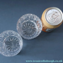 Load image into Gallery viewer, PAIR of Edinburgh Crystal Large Old Fashioned Whisky Tumblers. LOMOND PATTERN 3 1/4 inches

