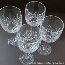 Load image into Gallery viewer, PAIR of Vintage Edinburgh Crystal LARGE Water / Red Wine Glasses. MONTROSE PATTERN. 8 1/4 inches
