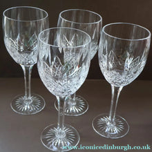 Load image into Gallery viewer, PAIR of Vintage Edinburgh Crystal LARGE Water / Red Wine Glasses. MONTROSE PATTERN. 8 1/4 inches

