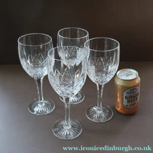 Load image into Gallery viewer, PAIR of Vintage Edinburgh Crystal LARGE Water / Red Wine Glasses. MONTROSE PATTERN. 8 1/4 inches

