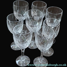 Load image into Gallery viewer, PAIR of Vintage Edinburgh Crystal LARGE Water / Red Wine Glasses. MONTROSE PATTERN. 8 1/4 inches
