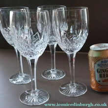 Load image into Gallery viewer, PAIR of Vintage Edinburgh Crystal LARGE Water / Red Wine Glasses. MONTROSE PATTERN. 8 1/4 inches - VINTAGE CRYSTAL
