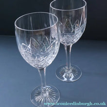 Load image into Gallery viewer, PAIR of Vintage Edinburgh Crystal LARGE Water / Red Wine Glasses. MONTROSE PATTERN. 8 1/4 inches
