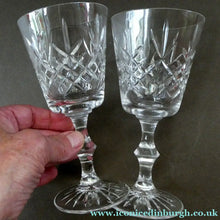 Load image into Gallery viewer, PAIR of Edinburgh Crystal Large Red Wine Goblets. LOMOND PATTERN 6 3/4 inche
