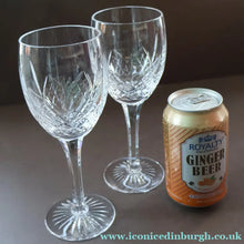 Load image into Gallery viewer, PAIR of Vintage Edinburgh Crystal LARGE Wine Glasses. MONTROSE PATTERN. 7 3/4 inches
