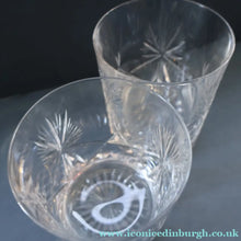 Load image into Gallery viewer, PAIR of Vintage Edinburgh Crystal Larger Old Fashioned Whisky Tumblers. STAR OF EDINBURGH. 3 1/2 inches
