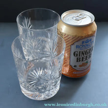 Load image into Gallery viewer, PAIR of Vintage Edinburgh Crystal Larger Old Fashioned Whisky Tumblers. STAR OF EDINBURGH. 3 1/2 inches
