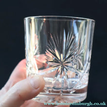 Load image into Gallery viewer, PAIR of Vintage Edinburgh Crystal Larger Old Fashioned Whisky Tumblers. STAR OF EDINBURGH. 3 1/2 inches

