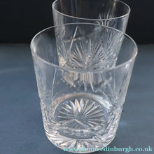 Load image into Gallery viewer, PAIR of Vintage Edinburgh Crystal Larger Old Fashioned Whisky Tumblers. STAR OF EDINBURGH. 3 1/2 inches
