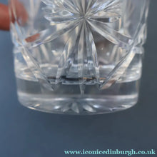 Load image into Gallery viewer, PAIR of Vintage Edinburgh Crystal Larger Old Fashioned Whisky Tumblers. STAR OF EDINBURGH. 3 1/2 inches
