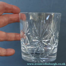 Load image into Gallery viewer, PAIR of Vintage Edinburgh Crystal Larger Old Fashioned Whisky Tumblers. STAR OF EDINBURGH. 3 1/2 inches
