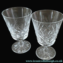 Load image into Gallery viewer, Pair of EDINBURGH CRYSTAL Small Wine OBAN Glasses. SIGNED Height 5 inches

