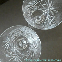 Load image into Gallery viewer, Pair of EDINBURGH CRYSTAL Small Wine OBAN Glasses. SIGNED Height 5 inches
