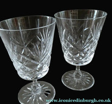 Load image into Gallery viewer, Pair of EDINBURGH CRYSTAL Small Wine OBAN Glasses. SIGNED Height 5 inches
