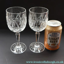 Load image into Gallery viewer, Edinburgh Crystal. Set of Five White Wine Goblets. 6 3/4 inches (Unidentified Pattern) - VINTAGE CRYSTAL GLASSES
