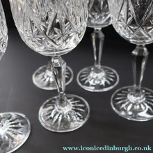 Load image into Gallery viewer, Edinburgh Crystal. Set of Five White Wine Goblets. 6 3/4 inches (Unidentified Pattern) - VINTAGE CRYSTAL GLASSES

