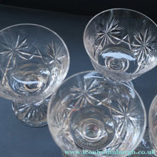 Load image into Gallery viewer, EDINBURGH CRYSTAL. Set of FOUR Champagne Coupes / Tall Sherbet Glasses. STAR OF EDINBURGH Pattern: 5 1/8 inches 

