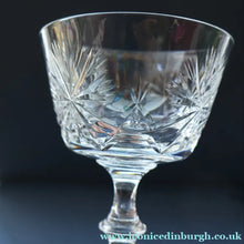 Load image into Gallery viewer, EDINBURGH CRYSTAL. Set of FOUR Champagne Coupes / Tall Sherbet Glasses. STAR OF EDINBURGH Pattern: 5 1/8 inches 

