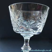 Load image into Gallery viewer, EDINBURGH CRYSTAL. Set of FOUR Champagne Coupes / Tall Sherbet Glasses. STAR OF EDINBURGH Pattern: 5 1/8 inches 

