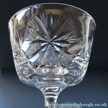 Load image into Gallery viewer, EDINBURGH CRYSTAL. Set of FOUR Champagne Coupes / Tall Sherbet Glasses. STAR OF EDINBURGH Pattern: 5 1/8 inches 


